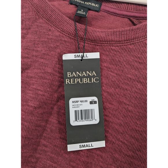 Banana Republic Double Knit Shirt S Burgundy Red Crewneck Layering Classic Tee - Picture 4 of 10